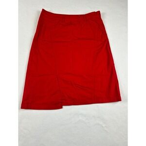 ZARA Red Cotton Asymmetrical Midi Skirt Size S Small 100%‎ Cotton A-Line Pockets